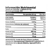 Coconut Oil D3+K2 | Aceite de Coco, Vitamina D3 y K2 300 Caps | 500 mg