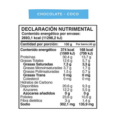 BARRA DE PROTEINA VEGANA SABOR CHOCOLATE Y COCO