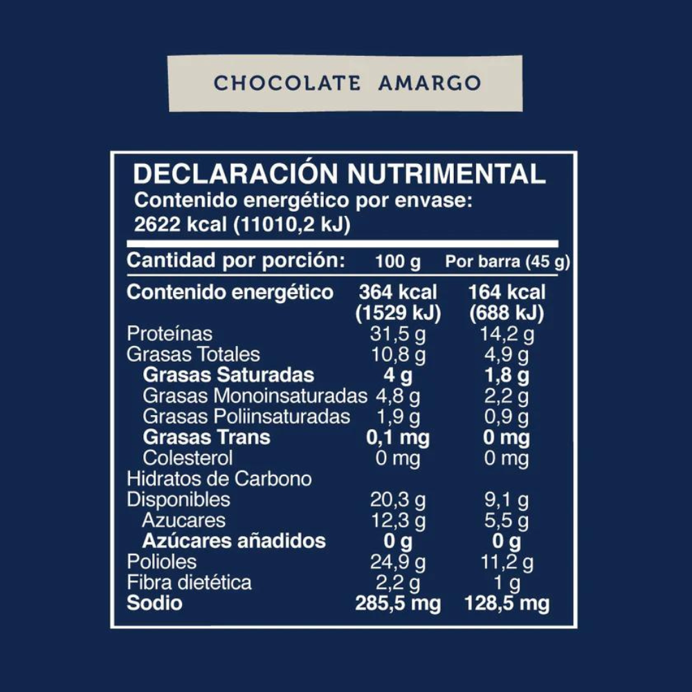 BARRA DE PROTEINA VEGANA SABOR CHOCOLATE AMARGO