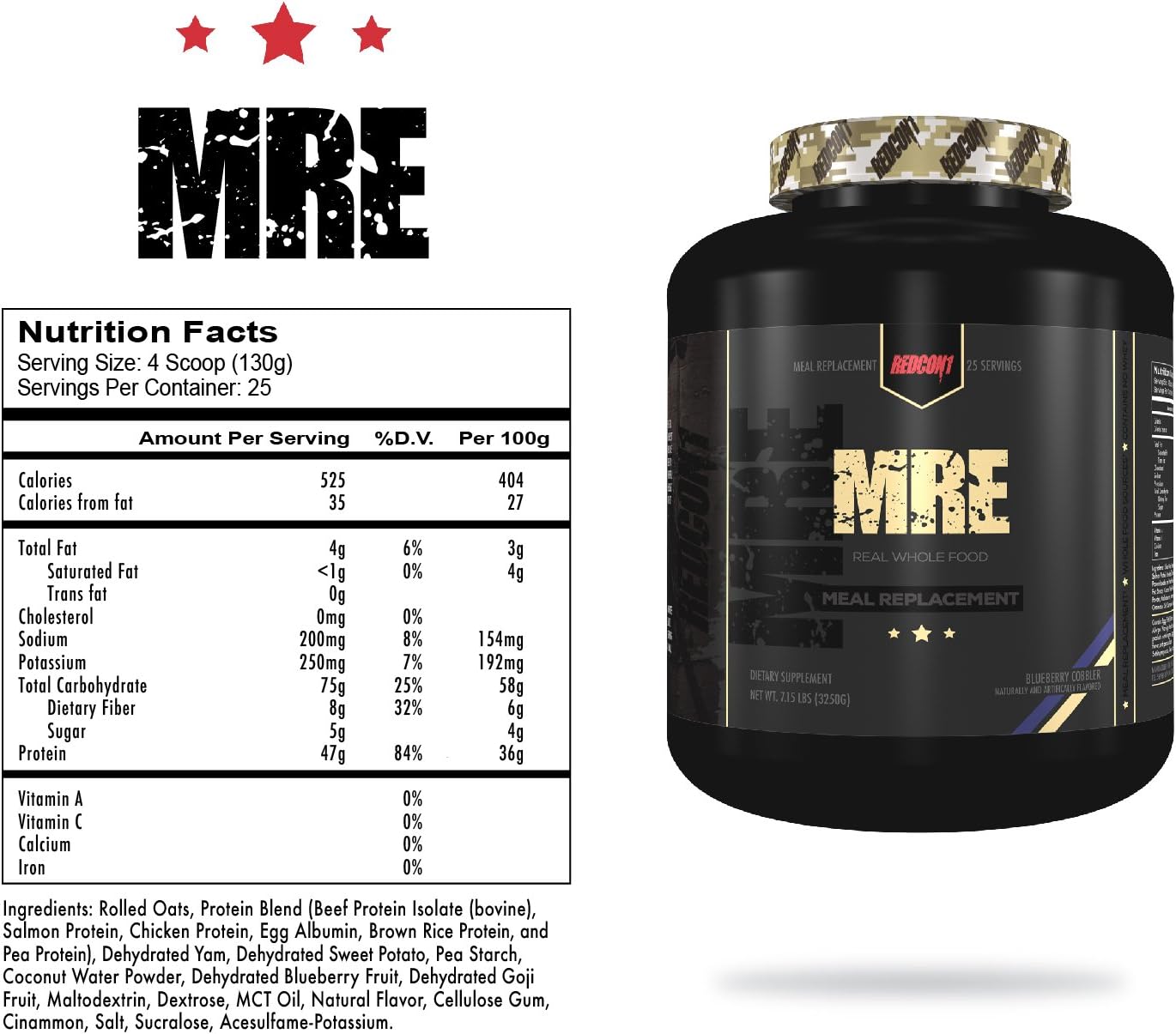 MRE MEAL REPLACEMENT- WHOLE FOOD PROTEIN (7 Lbs)