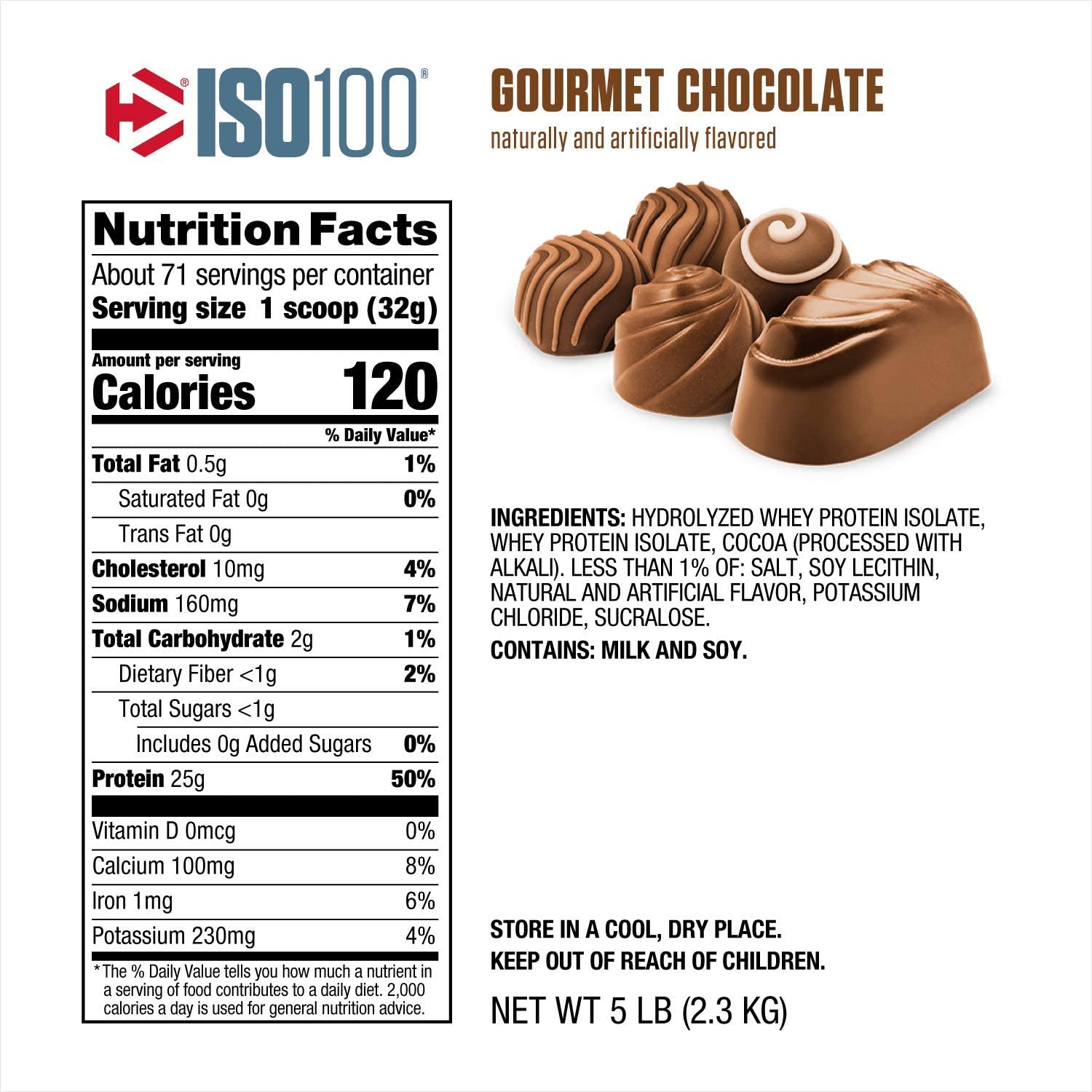 Tabla nutricional ISO 100 DYMATIZE
