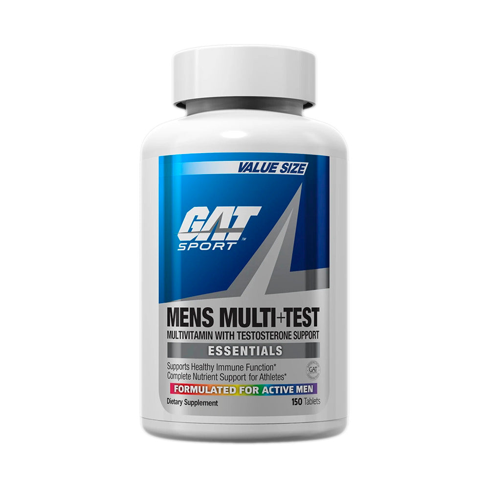 Frasco con 150 tabletas del producto Men's Multi+Test de GAT Sport