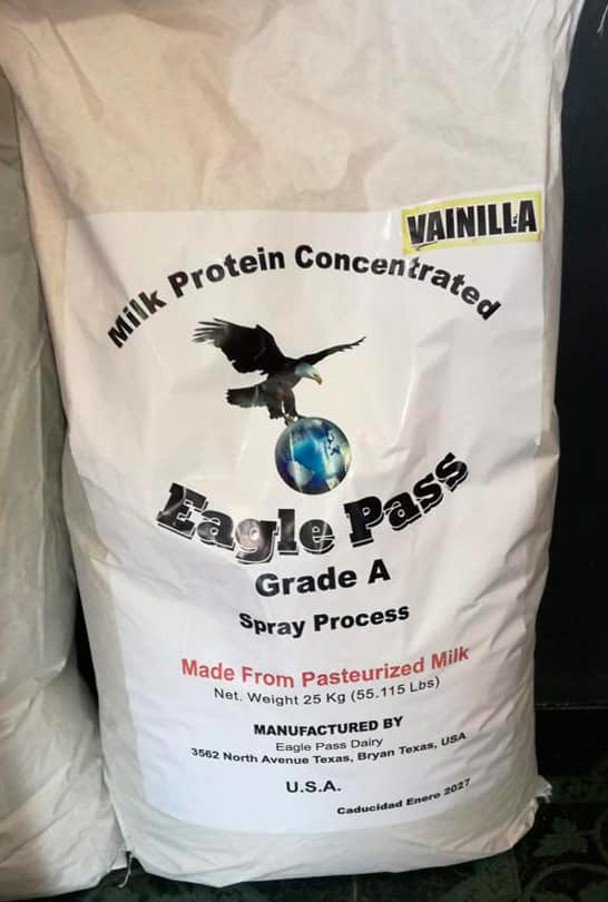 Costal de 25 kilogramos de Whey Protein de Eagle Pass sabor vainilla