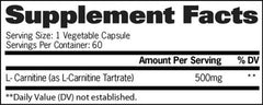 Tabla de contenido de L-Carnitine capsulas de 500mg de GAT Sport