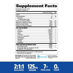 Tabla de información nutrimental de Flexx EAAs de Gat Sport