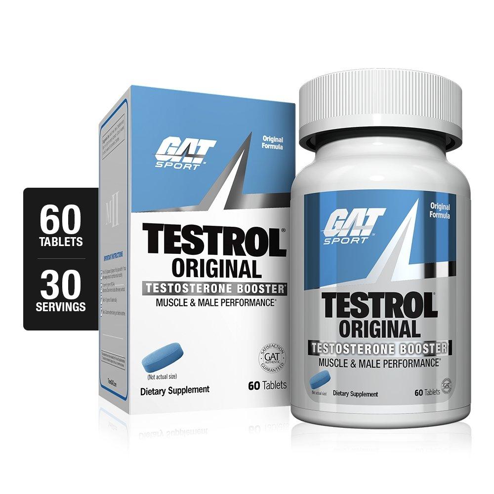 Caja y frasco de tabletas del producto Testrol Original de GAT Sport